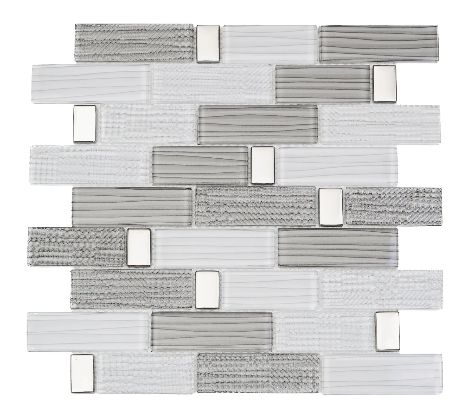 [222212164] Silver Cascade Linear Glass Mosaic