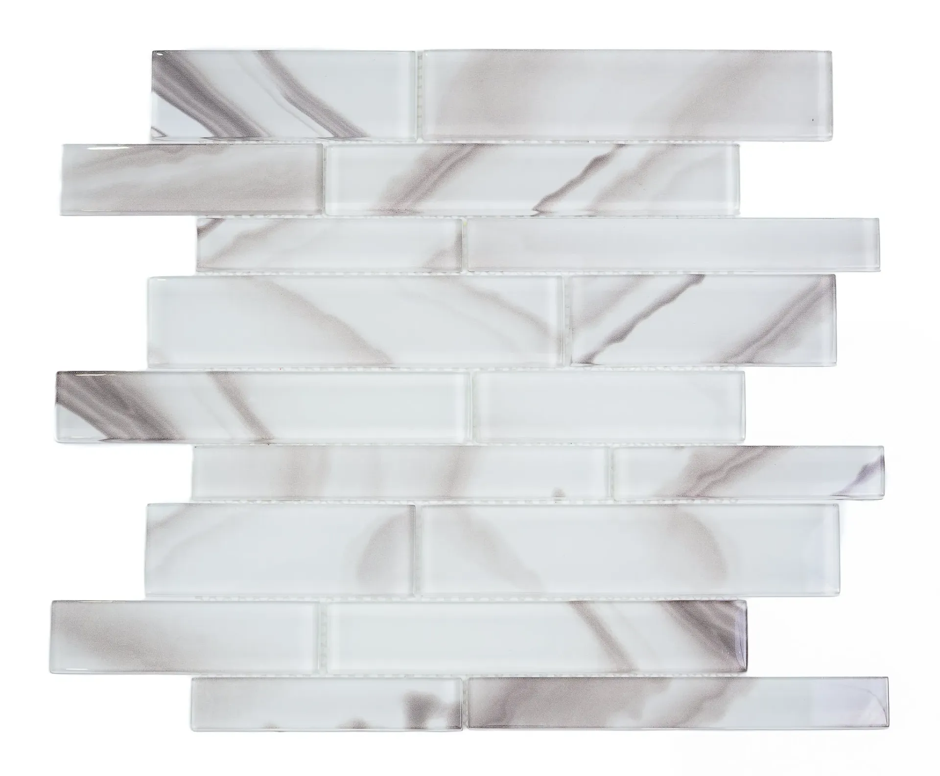 Gray Marble‑Look Linear Glass Mosaic