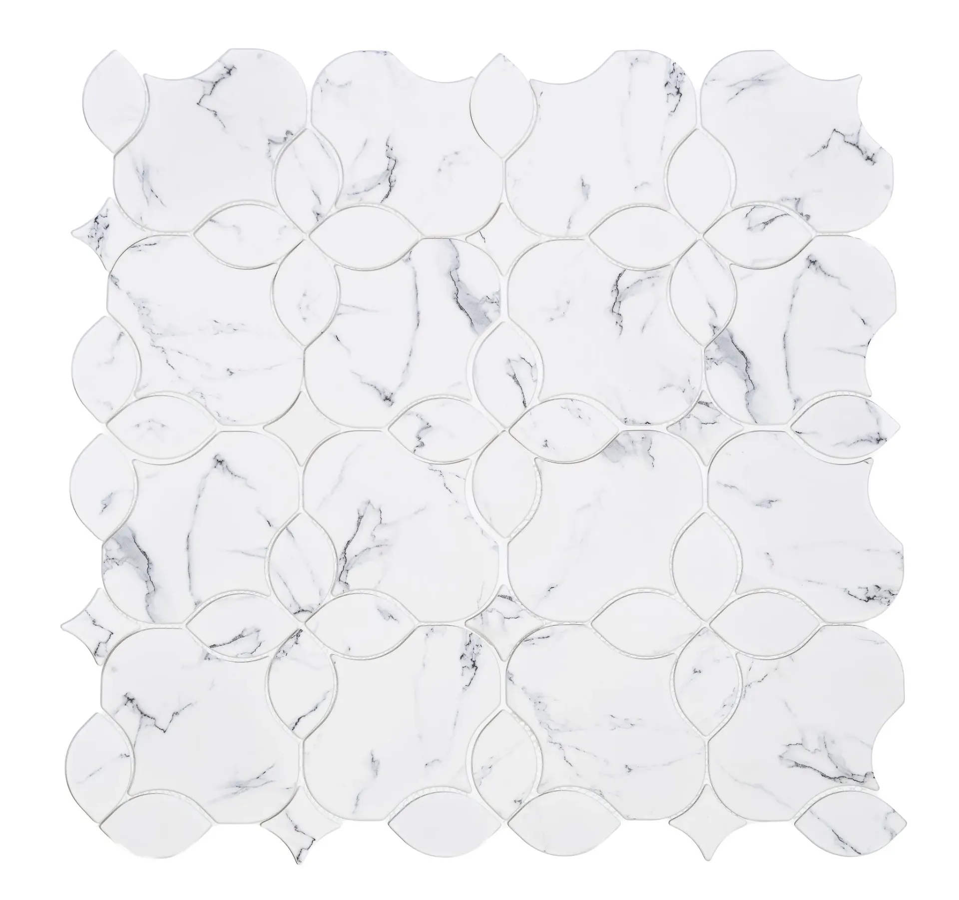 [222212185] Frosted Quatrefoil Sandblasted Glass Mosaic