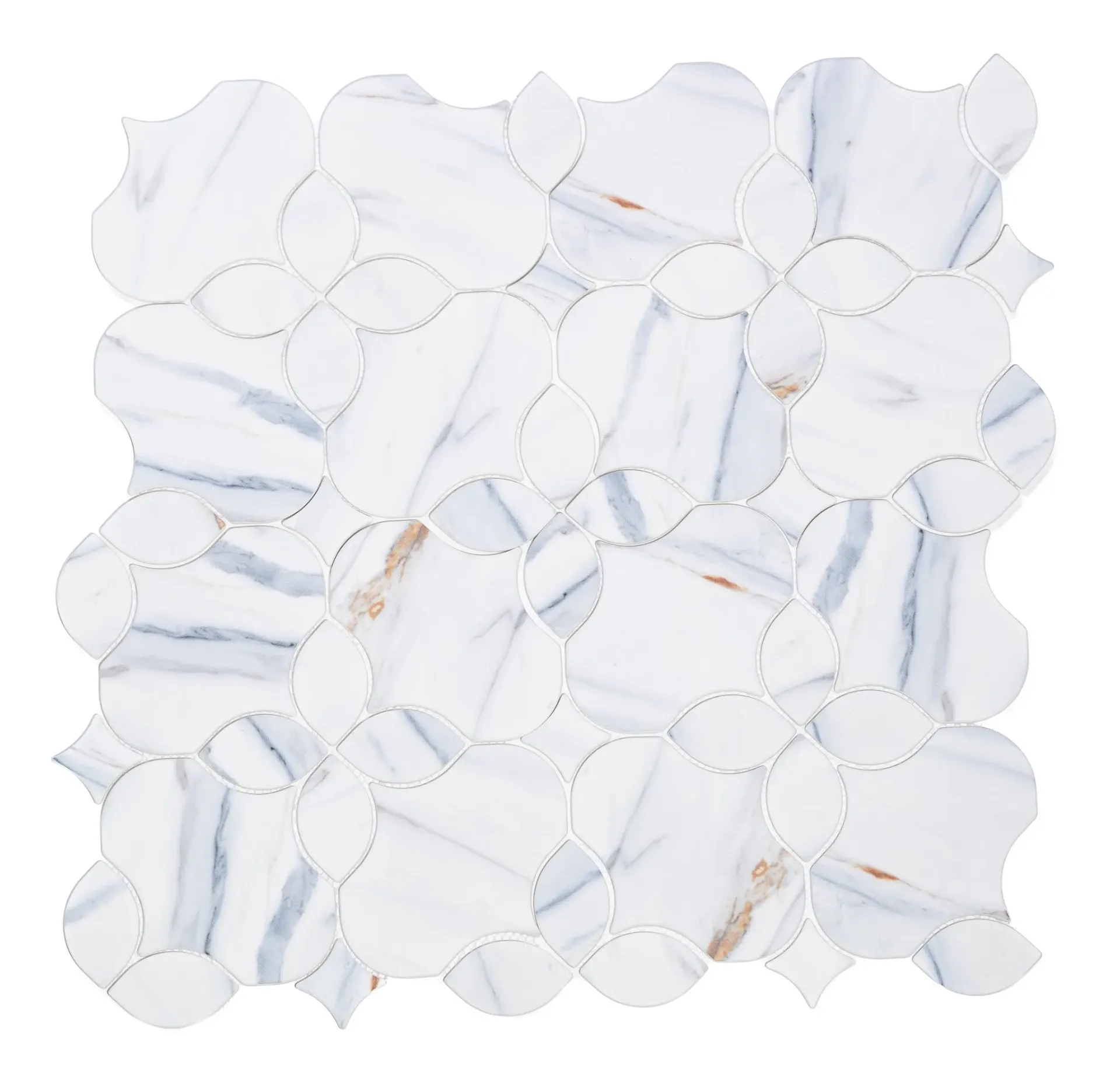 [222212188] Frosted Petal Crest Sandblasted Glass Mosaic