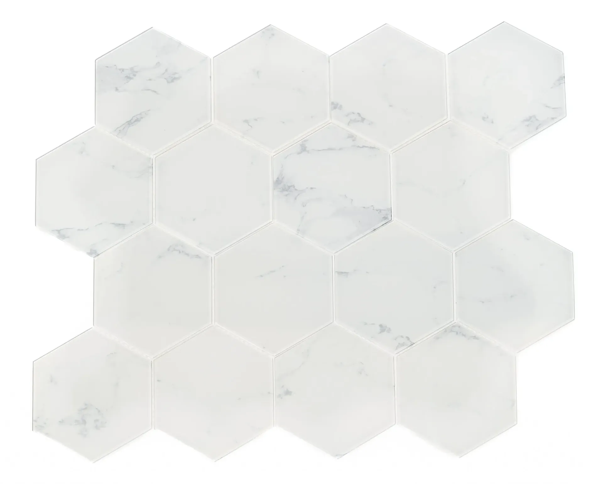 [222212194] Frosted Carrara Hexagon Glass Mosaic