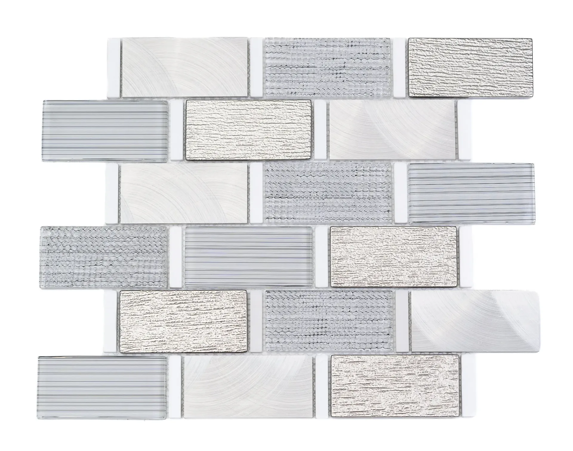 Silver Fusion Linear Glass & Metal Mosaic (Glossy)