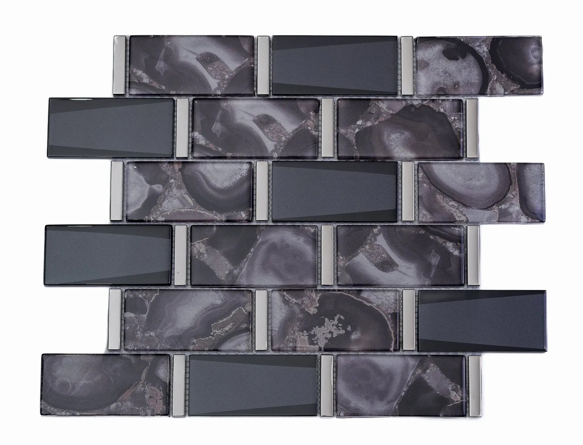 Agate Taupe Linear Glass‑Blend Mosaic (Polished)